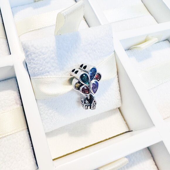 925 Sterling Silver Colorful Balloons With Dangle House Charm Bead Fits Pandora - Picture 2 of 8